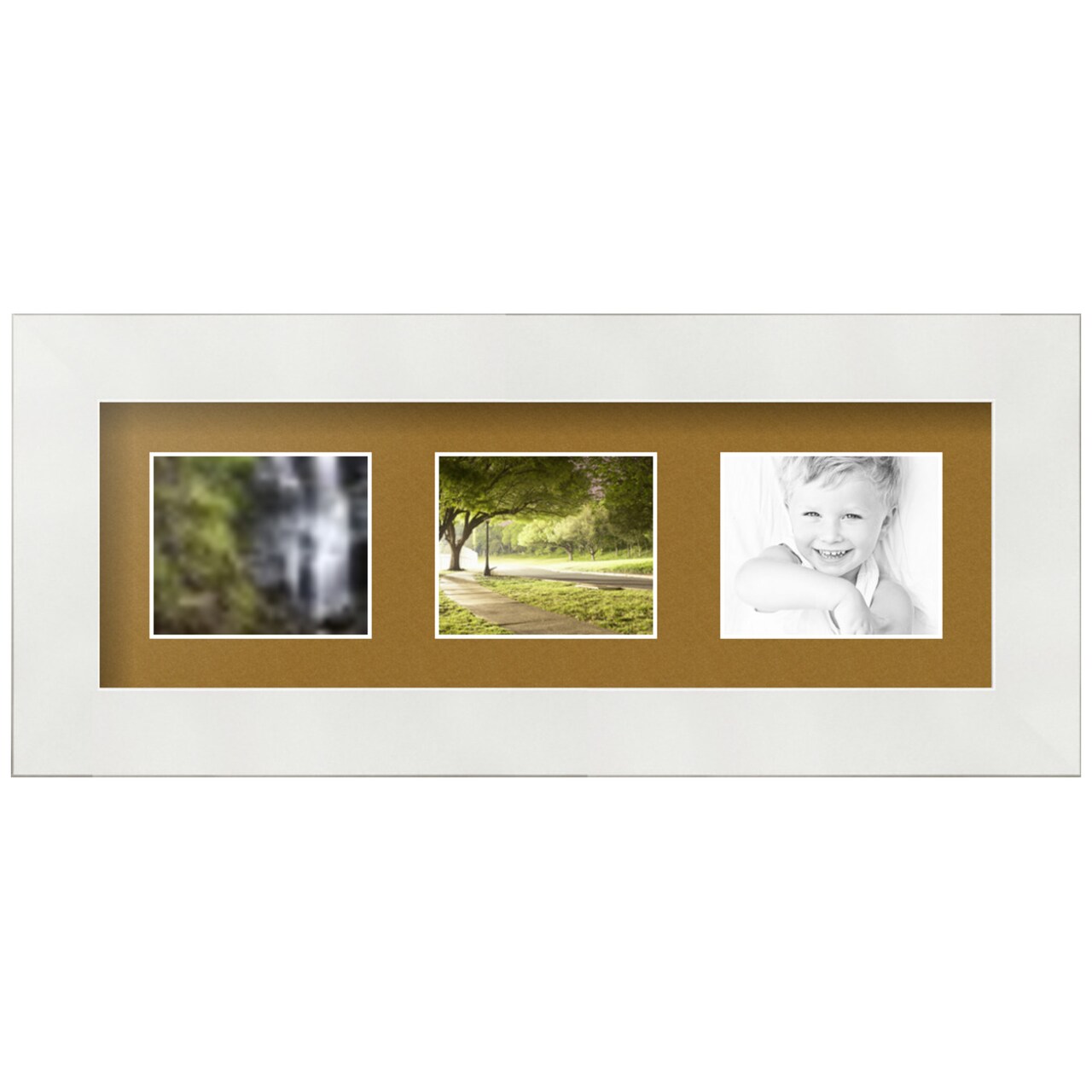 ArtToFrames Collage Photo Picture Frame with 3 - 2.5x3 inch Openings, Framed in White with Over 62 Mat Color Options and Regular Glass (CSM-3966-7649)